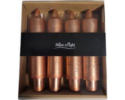 Gifts Amsterdam - Tafelkaars - Dinerkaars - Set/4 - "Arcadian" -  Metalic koper 3x3x15cm