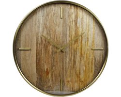 Gifts - Amsterdam - Wandklok - Chicago - 50 - cm - hout - en - metaal - goudkleurig