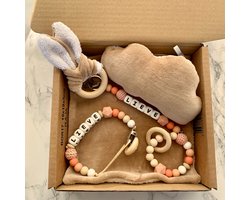 Giftset babypakket - beige - gepersonaliseerd - verschillende maten
