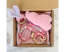 Giftset babypakket - roze - gepersonaliseerd - verschillende maten