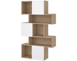 Giga Living Boekenkast Maze - Naturel/Wit Hoogglans - 96x34x166cm