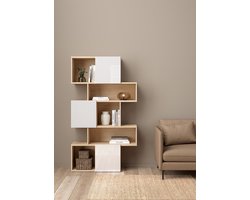Giga Living Boekenkast Maze - Naturel/Wit Hoogglans - 96x34x166cm