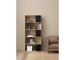 Giga Living Boekenkast Maze - Zwart/Naturel - 80x31x174cm