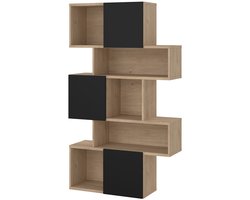 Giga Living Boekenkast Maze - Zwart/Naturel - 96x34x166cm