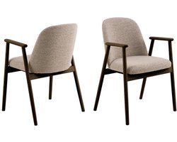 Giga Living Eetkamerstoel Leonie - Beige Stof - Zithoogte 49cm - Set van 2