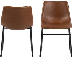 Giga Living Eetkamerstoel Regina - Bruin - Kunstleer & Staal - 48x56x78,5cm - Set van 2