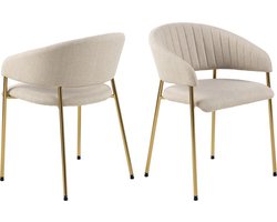 Giga Living Eetkamerstoel Venice - Beige - Staal & Velvet - 54,5x54x77,5cm - Set van 2