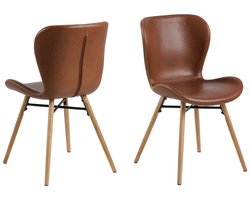 Giga Living Eetkamerstoel Zaria - Bruin - PU-Leer & Eikenhout - Set van 2