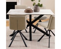 Giga Living Eettafel Harrie - Rechthoek Wit Keramiek - 135x80x75,5cm