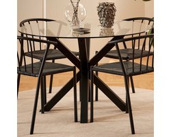 Giga Living Eettafel Harrie - Rond Glas/Zwart - Ø119x75,5cm