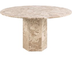 Giga Living Eettafel Rovan - Rond Bruin Marmer - Ø130x75cm