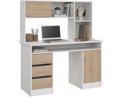 Giga Living Kantoorbureau Function Plus - Wit/Naturel - 126x55x141cm