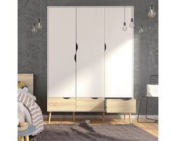 Giga Living Kledingkast Oslo - Wit/Naturel - 150x200x60cm