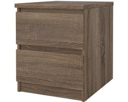 Giga Living Nachtkastje Ylva - Truffle - 2 Lades - Scandinavisch - Donkerbruin