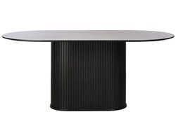 Giga Living Ovale Eettafel Nola - 180x95x75cm - Zwart Eiken Fineer - Kolompoot - 4-6 Personen