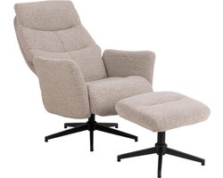 Giga Living Relaxfauteuil Lovik - Beige Incl. Voetenbankje - 83x75x112cm