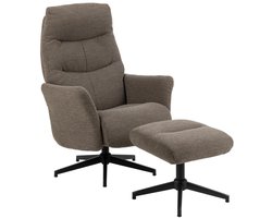 Giga Living Relaxfauteuil Lovik - Taupe Incl. Voetenbankje - 83x75x112cm
