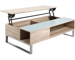 Giga Living Salontafel Archie - Naturel/Wit Uitschuifbaar - 110x60x35cm