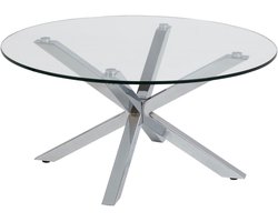 Giga Living Salontafel Harrie - Glas/Zilver - Ø82x40cm