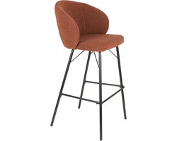 Giga Meubel Barkruk Joa - Polyester/IJzer - Terra - Zithoogte 75cm - Set van 2