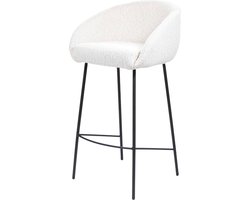Giga Meubel Barstoel Lova - Beige Stof - 52x42x88cm - Set van 2