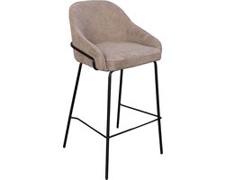 Giga Meubel Barstoel Maxime - Taupe Stof - 50x52x90cm - Set van 2