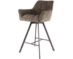 Giga Meubel Barstoel Raster - Taupe - Draaibaar - Zithoogte 69cm - Set van 2
