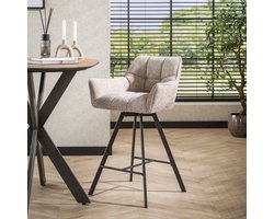 Giga Meubel Barstoel Raster - Zand - Draaibaar - Zithoogte 69cm - Set van 2