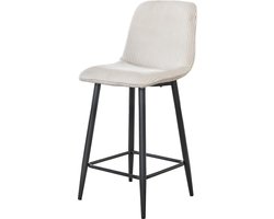 Giga Meubel Barstoel Rib Rock - Crème Ribstof - Zithoogte 67cm - Set van 2