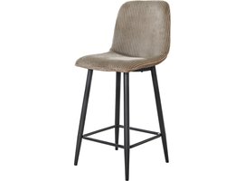 Giga Meubel Barstoel Rib Rock - Zand Ribstof - Zithoogte 67cm - Set van 2