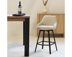 Giga Meubel Barstoel Roos - Stof Taupe - Zithoogte 65cm - Set van 2