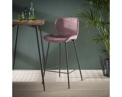 Giga Meubel Barstoel Velvet - Roze - Set van 4