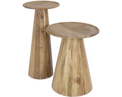 Giga Meubel Bijzettafel Cone - Naturel Hout - Set van 2 - 30x30x60cm