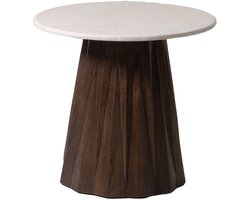 Giga Meubel Bijzettafel Faiza - Bruin - Marmer/Mangohout - 60x60cm