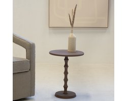 Giga Meubel Bijzettafel Fiene - Bruin - Aluminium - 40x40cm