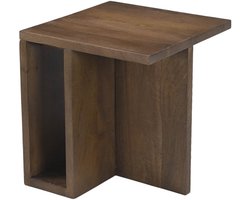 Giga Meubel Bijzettafel Onni - Vierkant Donkerbruin Hout - 42x42x45cm