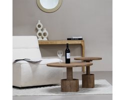 Giga Meubel Bijzettafel Stacy Rond - Naturel - Mangohout - 45cm