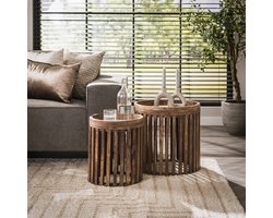 Giga Meubel Bijzettafel Tweak - Naturel Hout - Set van 2 - 45x45x45cm