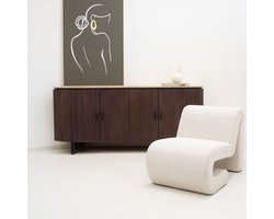 Giga Meubel Dressoir Amber - 200cm - Donkerbruin Travertin