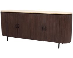 Giga Meubel Dressoir Amber - Bruin - Mangohout/Travertin - 200cm