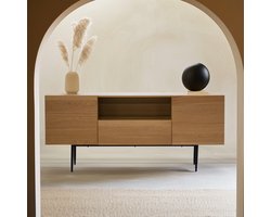 Giga Meubel Dressoir Claudia - Naturel - Eiken Fineer - 180x40x76cm - 2 Deurs