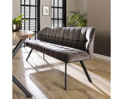 Giga Meubel Eetkamerbank Raster - Antraciet Velvet - 180x59x84cm