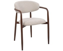 Giga Meubel Eetkamerstoel Alexia - Beige Stof Metaal - 59x57x77cm - Set van 2