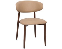Giga Meubel Eetkamerstoel Alexia - Beige/Walnoot - PU Leer - Set van 2