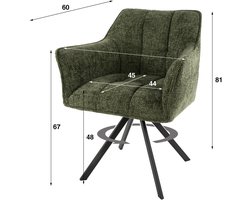 Giga Meubel Eetkamerstoel Alura - Groen - Draaibaar - Set van 2