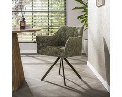 Giga Meubel Eetkamerstoel Alura - Groen - Draaibaar - Set van 2