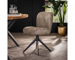 Giga Meubel Eetkamerstoel Comfort - Taupe Bouclé - Draaibaar - Set van 2