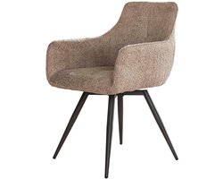 Giga Meubel Eetkamerstoel Draaibaar - Zand Bouclé - Set van 2