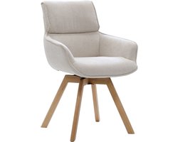 Giga Meubel Eetkamerstoel Else - Draaibaar - Stof/Eikenhout - Beige - Set van 2