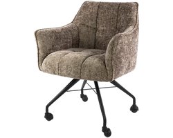 Giga Meubel Eetkamerstoel Hoven - Champagne - Incl. Wieltjes - Set van 2